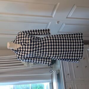 Sailor-Sailor Womens Stretch 3/4 Sleeve Faux Wrap Mini Dress Blue/White Print XS